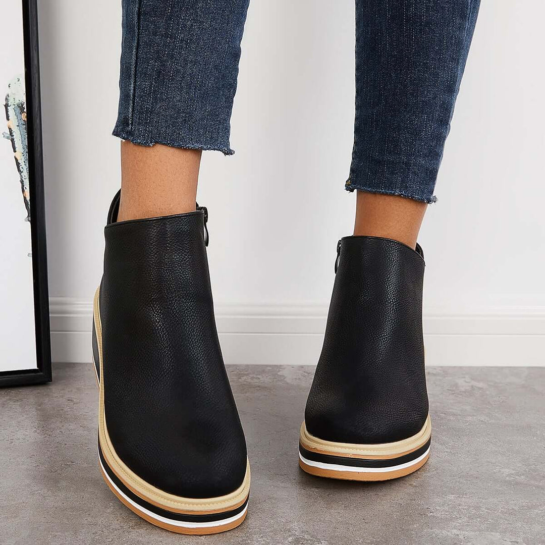 Women's Zip-Front Platform Ankle Boots - photo 1