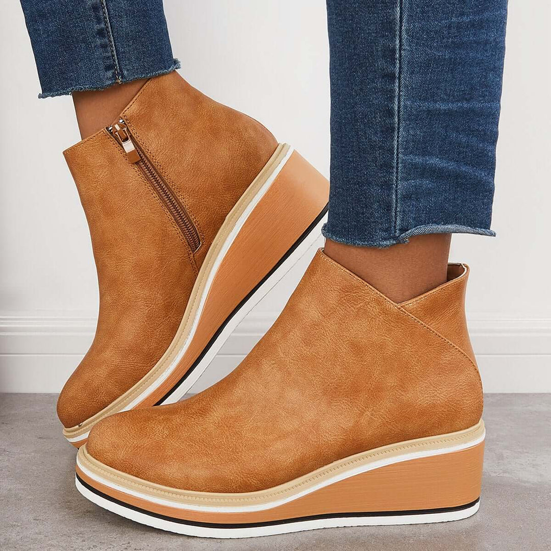Women's Zip-Front Platform Ankle Boots - photo 3