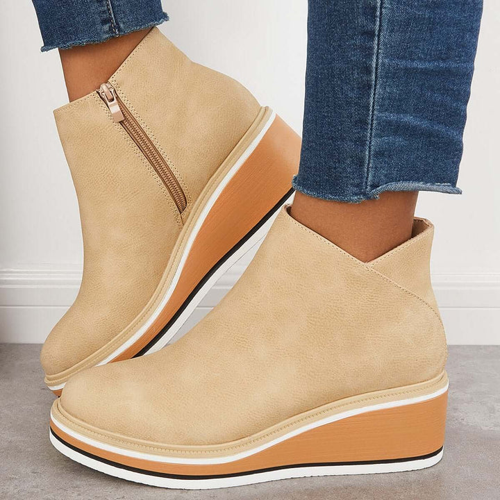 Women's Zip-Front Platform Ankle Boots - photo 4