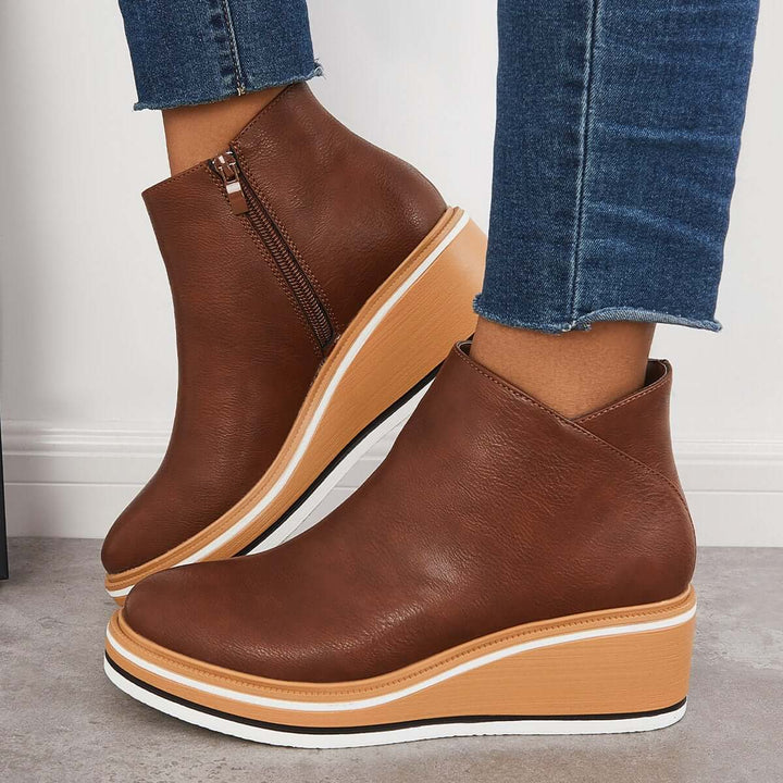 Women's Zip-Front Platform Ankle Boots - photo 5