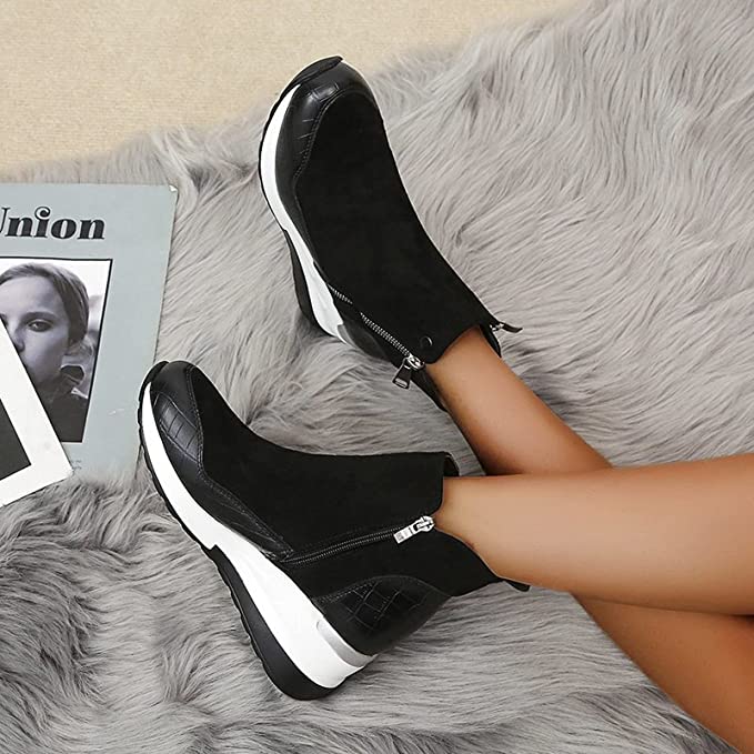 Women's Zip-Front Ankle Boots with Wedge Sole - photo 10