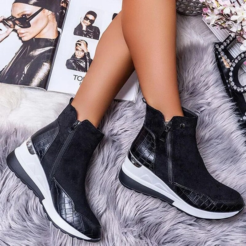 Women's Zip-Front Ankle Boots with Wedge Sole - photo 15