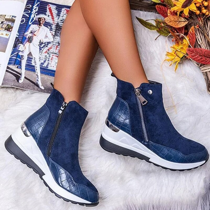 Women's Zip-Front Ankle Boots with Wedge Sole - photo 16