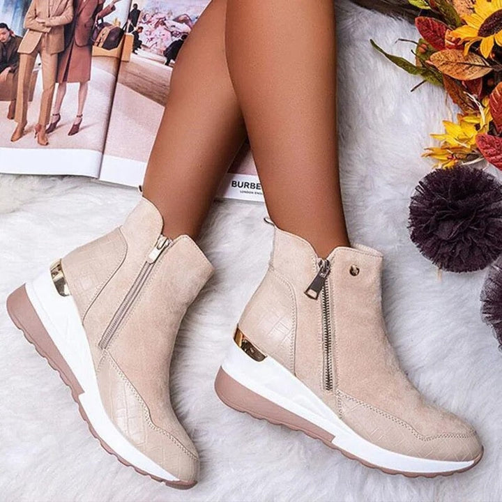 Women's Zip-Front Ankle Boots with Wedge Sole - photo 2