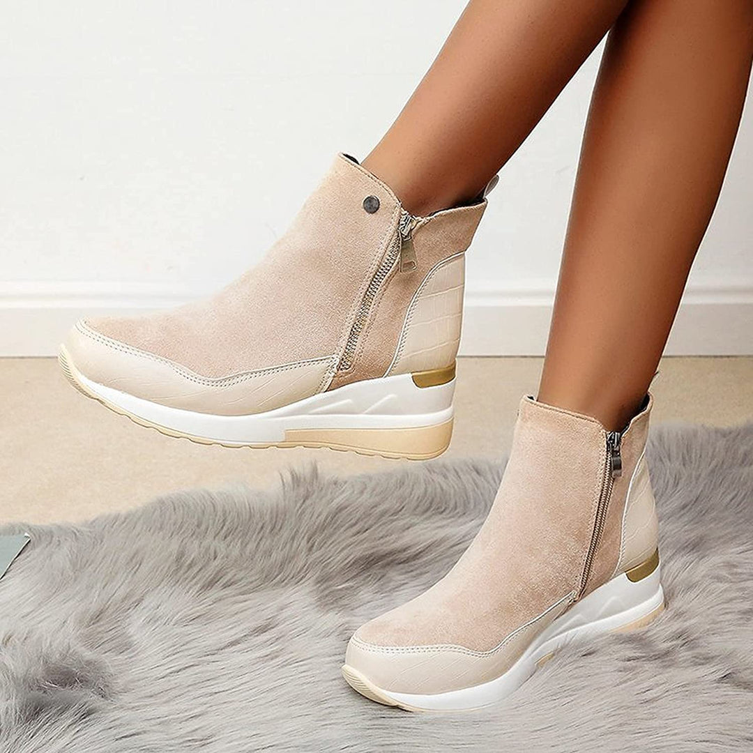 Women's Zip-Front Ankle Boots with Wedge Sole - photo 5