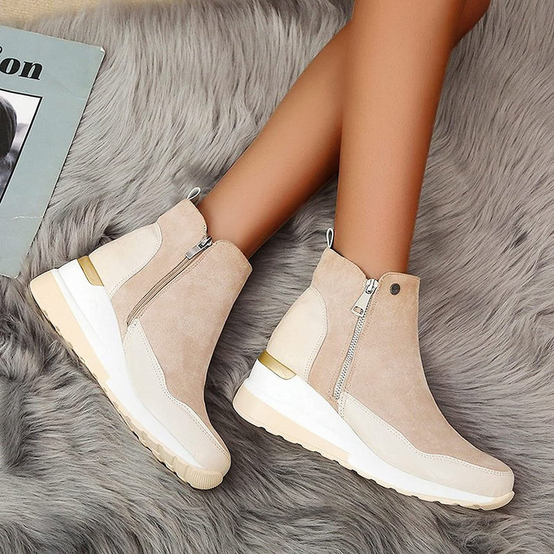 Women's Zip-Front Ankle Boots with Wedge Sole - photo 6