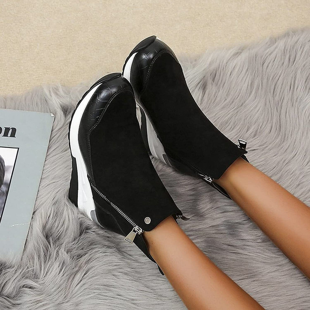 Women's Zip-Front Ankle Boots with Wedge Sole - photo 8
