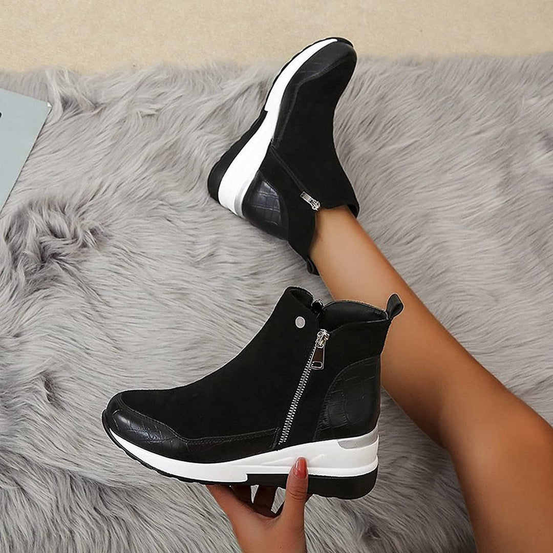 Women's Zip-Front Ankle Boots with Wedge Sole - photo 9