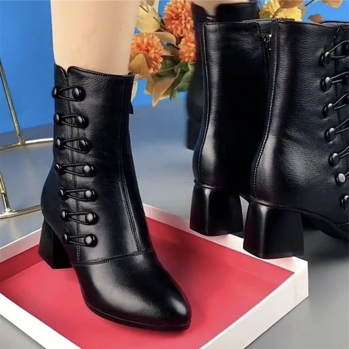 Women's Zip-Front Block Heel Ankle Boots - photo 3