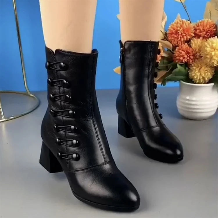 Women's Zip-Front Block Heel Ankle Boots - photo 5