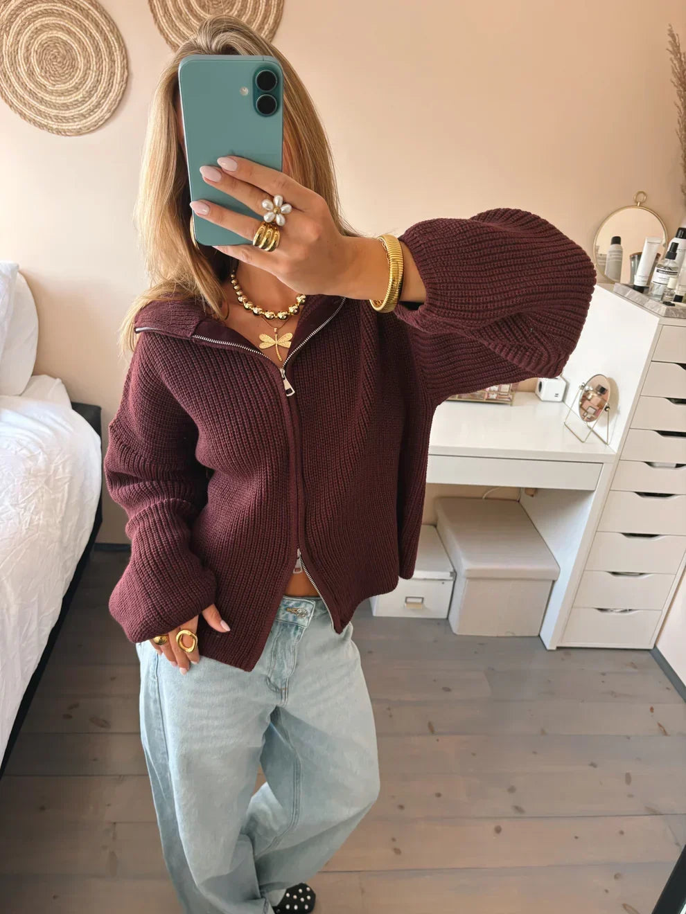 Women's Zip-Front Chunky-Sole Cardigan - photo 3