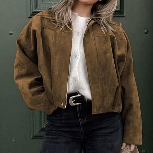 Women's Zip-Front Collared Jacket with Long Sleeves - photo 1