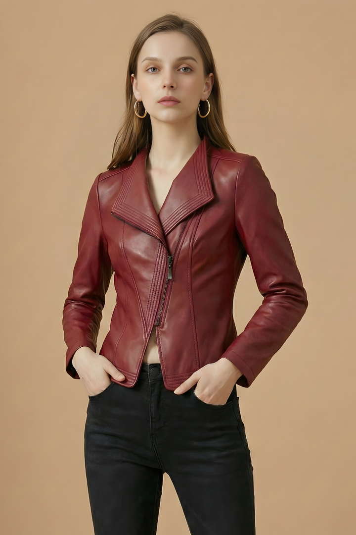 Women's Zip-Front Long Sleeve Biker Jacket - photo 1