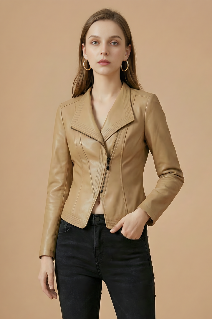 Women's Zip-Front Long Sleeve Biker Jacket - photo 3