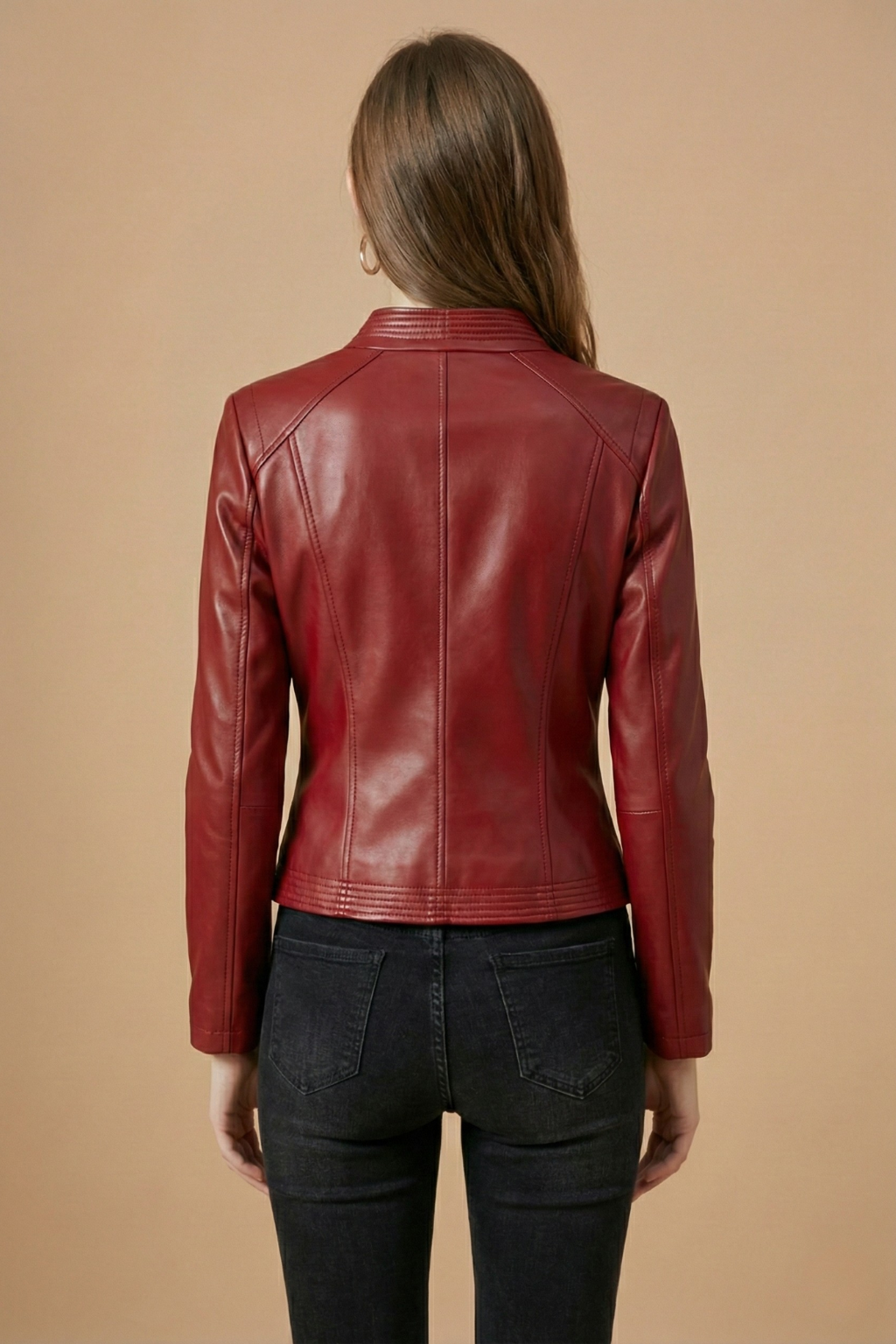 Women's Zip-Front Long Sleeve Biker Jacket - photo 5