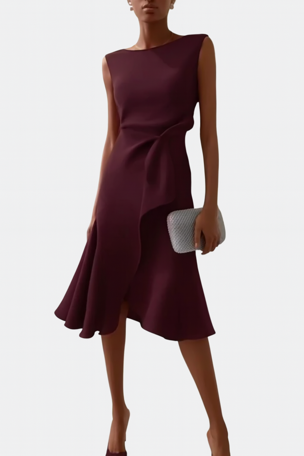 Elegant Women's Sleeveless Wrap Midi Dress