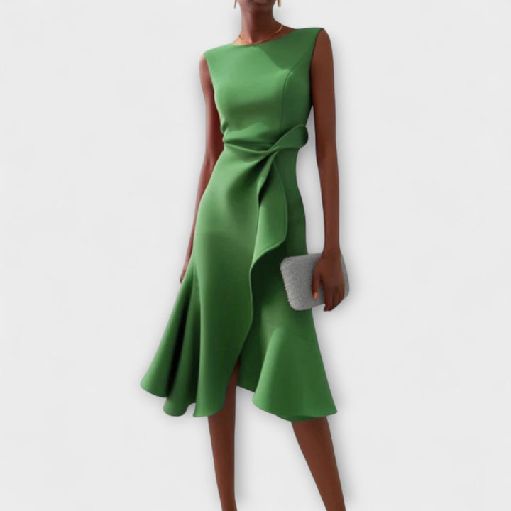 Elegant Women's Sleeveless Wrap Midi Dress