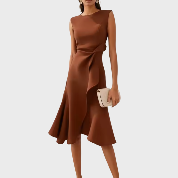 Elegant Women's Sleeveless Wrap Midi Dress