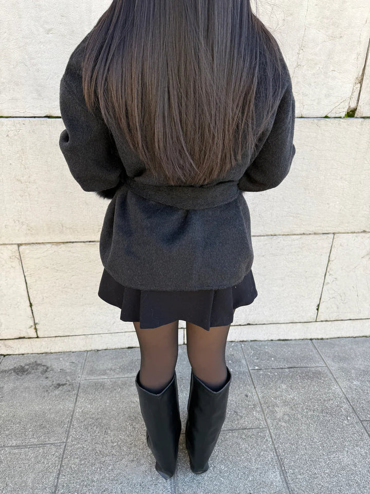 Women's Belted Coat with Faux Fur Cuffs - photo 11