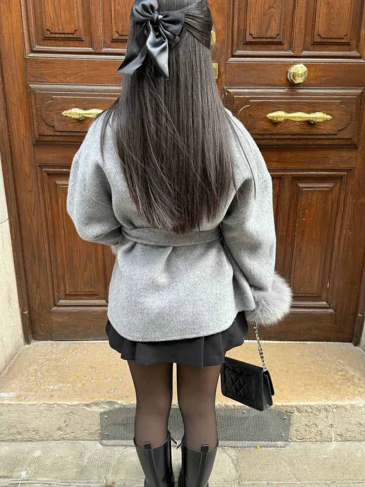 Women's Belted Coat with Faux Fur Cuffs - photo 12