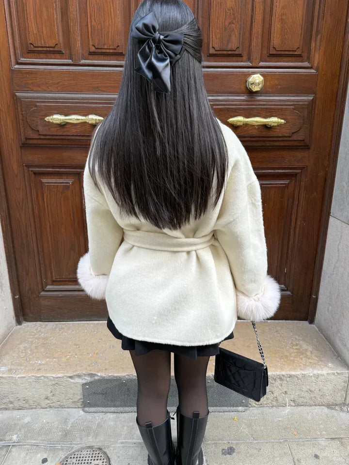 Women's Belted Coat with Faux Fur Cuffs - photo 15