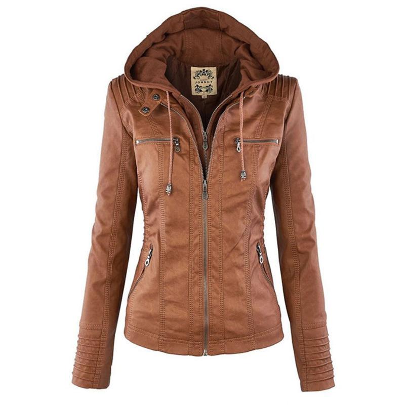 Women's Biker Jacket with Removable Hood - photo 1