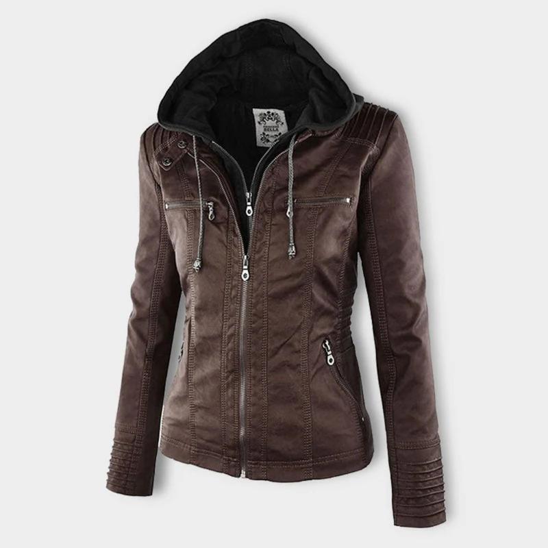 Women's Biker Jacket with Removable Hood - photo 10