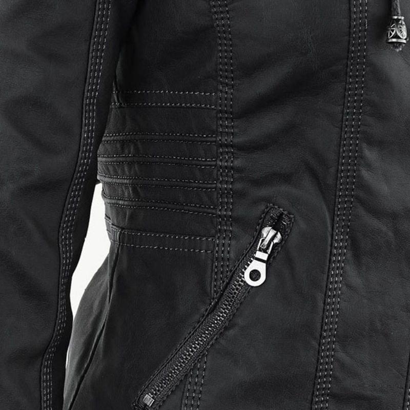 Women's Biker Jacket with Removable Hood - photo 17