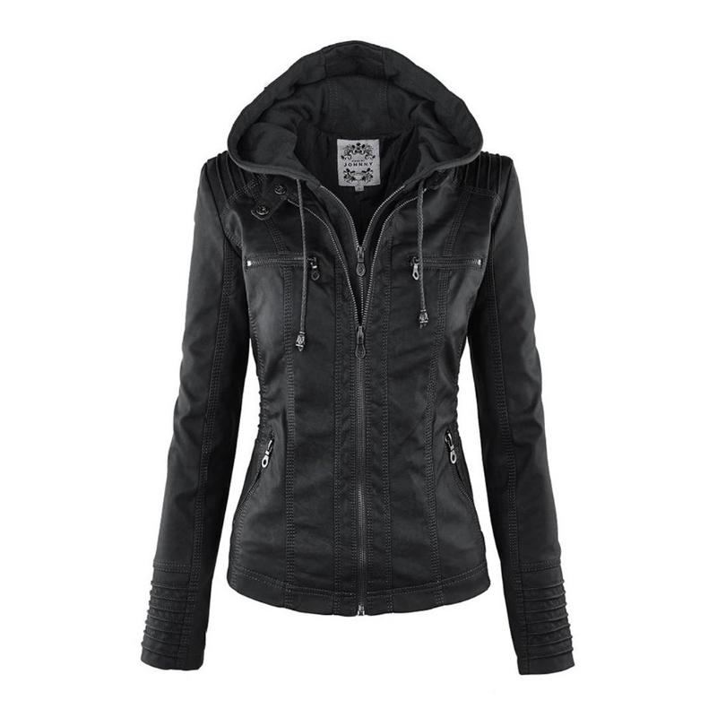Women's Biker Jacket with Removable Hood - photo 2
