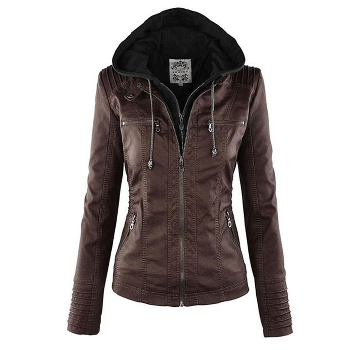Women's Biker Jacket with Removable Hood - photo 3