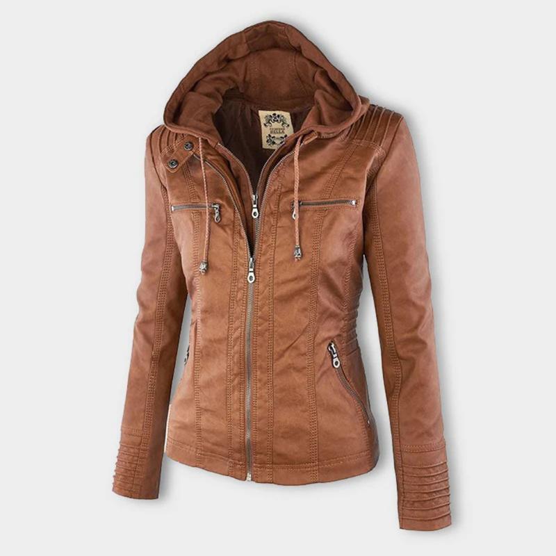 Women's Biker Jacket with Removable Hood - photo 4