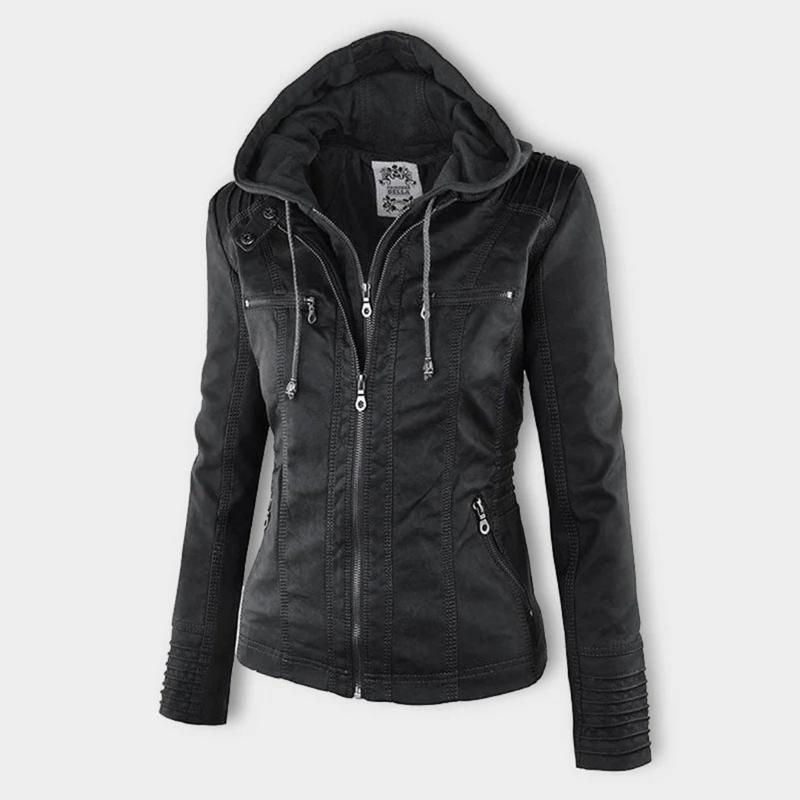 Women's Biker Jacket with Removable Hood - photo 7