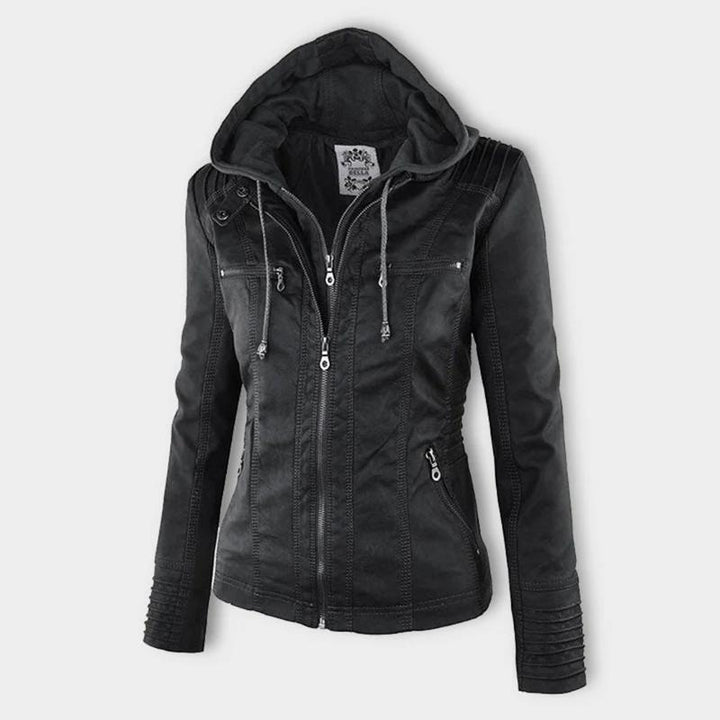 Women's Biker Jacket with Removable Hood - photo 7