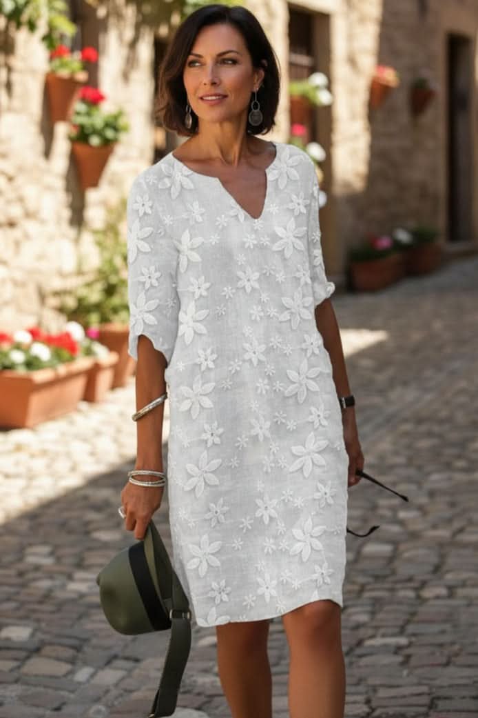 Women's Black Floral Lace V-Neck Midi Evening Dress