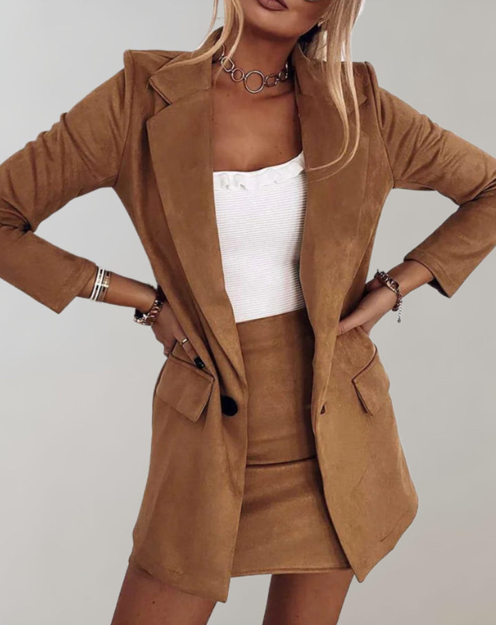 Women's Blazer and High Waist Skirt Set - photo 3