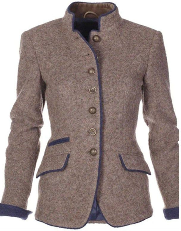 Women's Blazer with Contrast Collar and Cuffs - photo 2