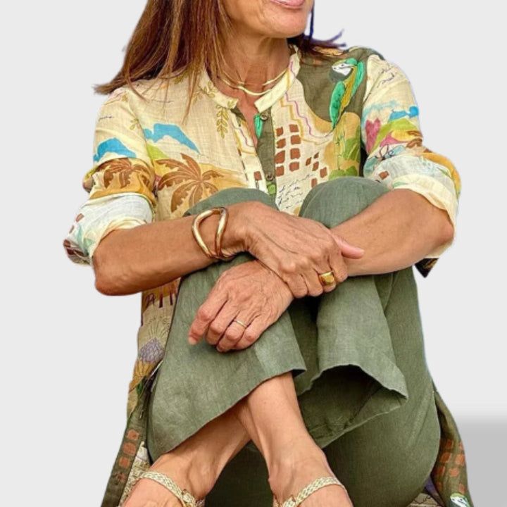 Women's Boho Printed Cardigan & Wide-Leg Pants - photo 2