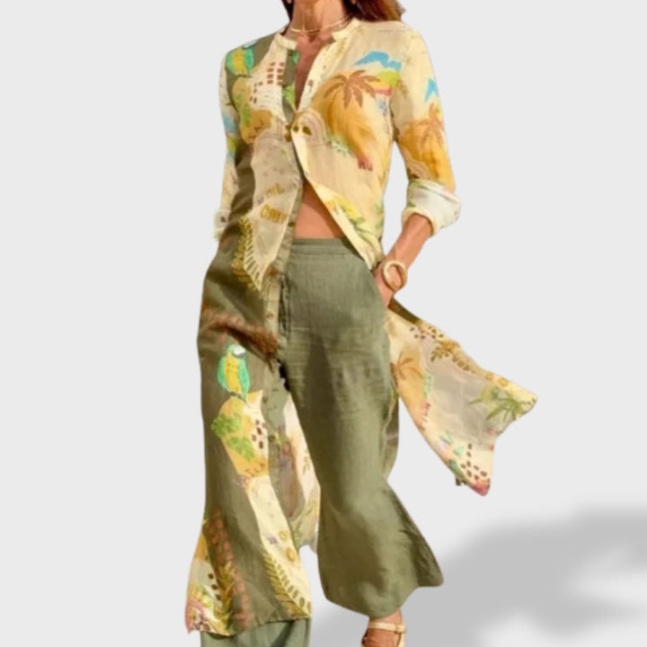 Women's Boho Printed Cardigan & Wide-Leg Pants - photo 3