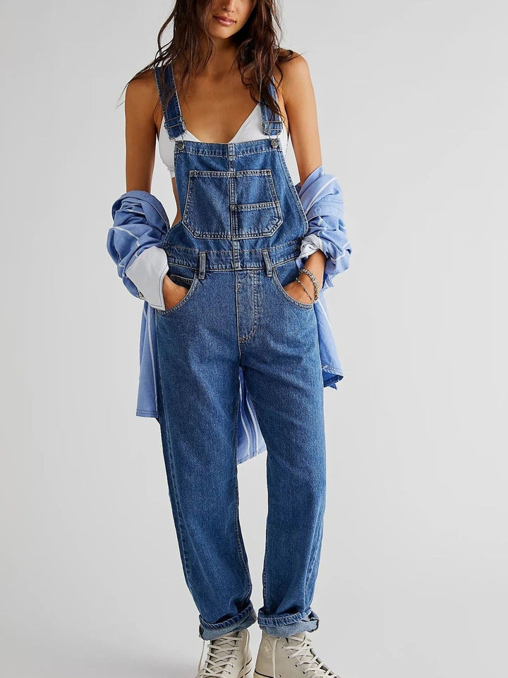 Women's Boyfriend Fit Denim Dungarees - photo 1
