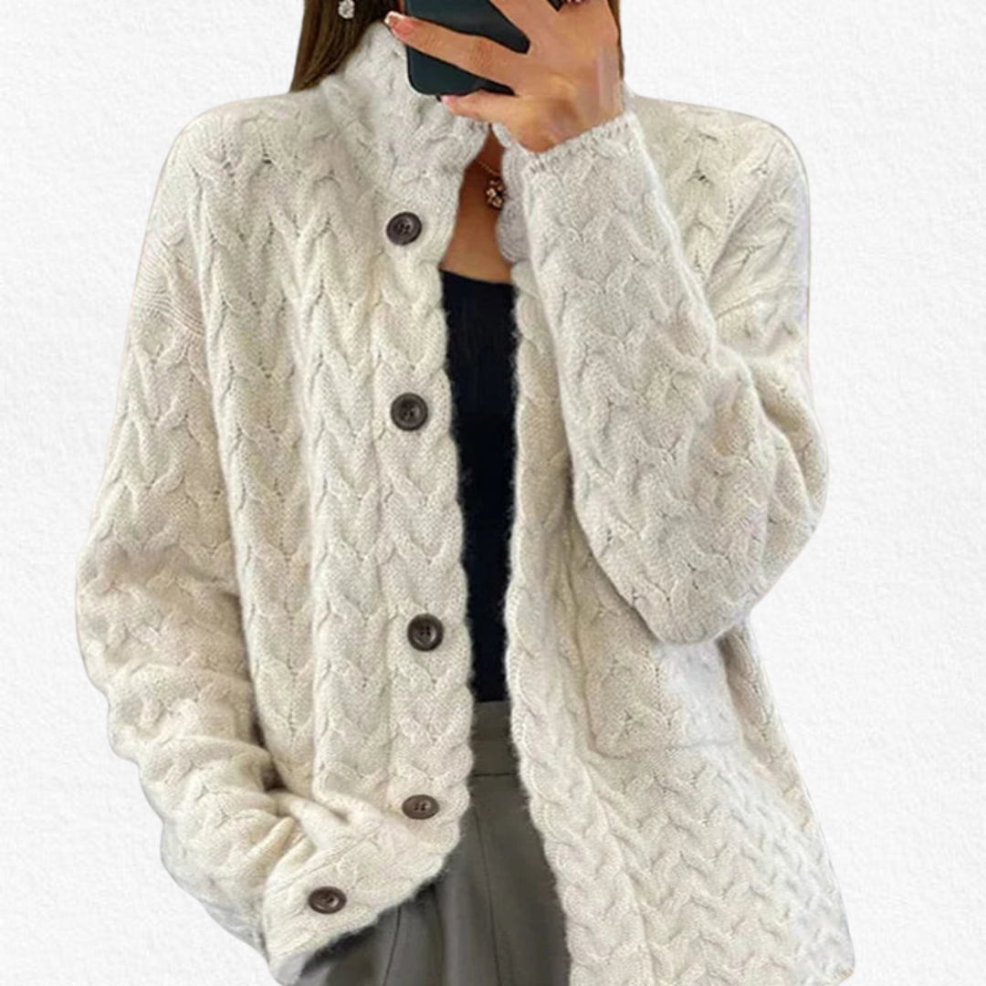 Women's Cable Knit Cardigan with Button Front - photo 1