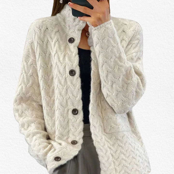 Women's Cable Knit Cardigan with Button Front - photo 1