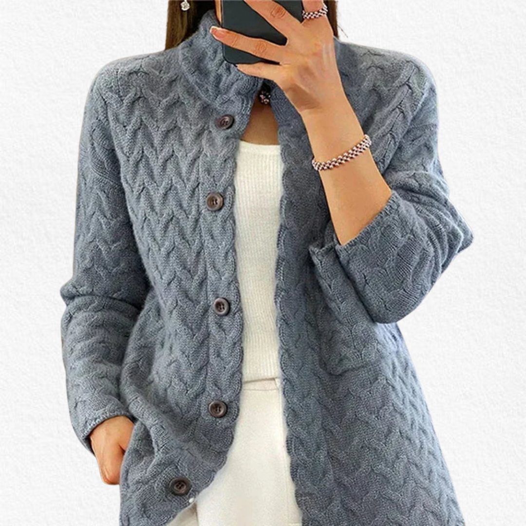 Women's Cable Knit Cardigan with Button Front - photo 3