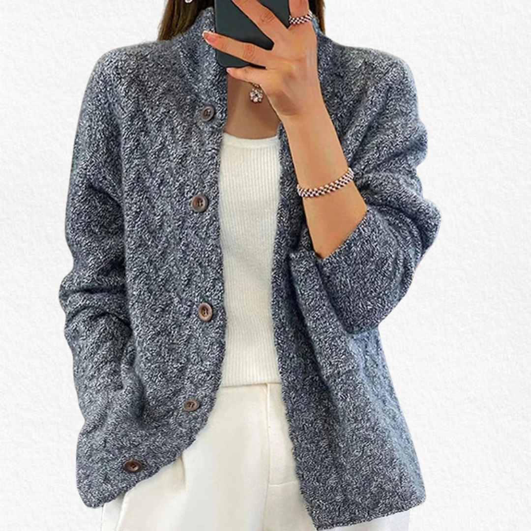 Women's Cable Knit Cardigan with Button Front - photo 4