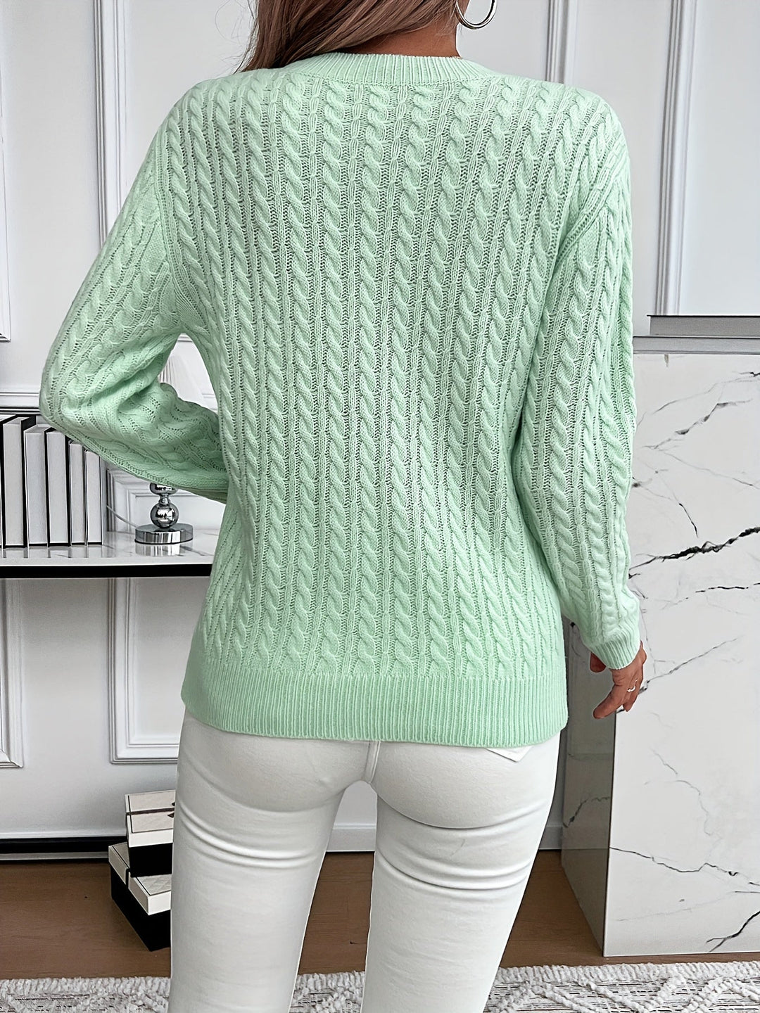 Women's Cable Knit Crew Neck Jumper