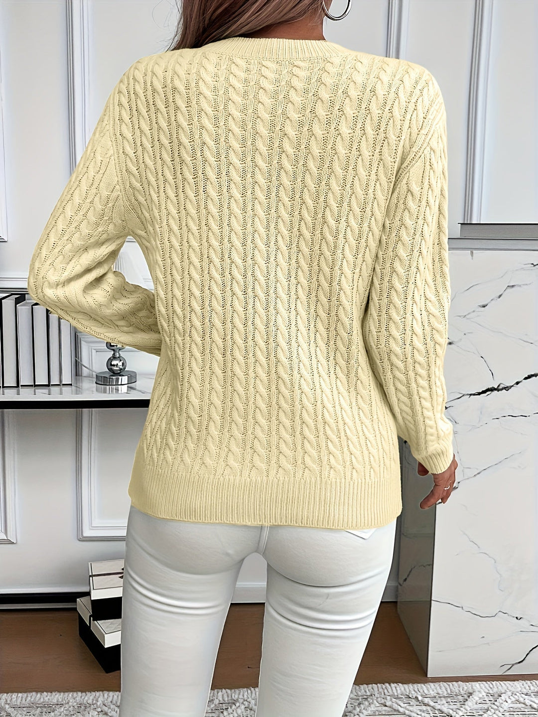 Women's Cable Knit Crew Neck Jumper
