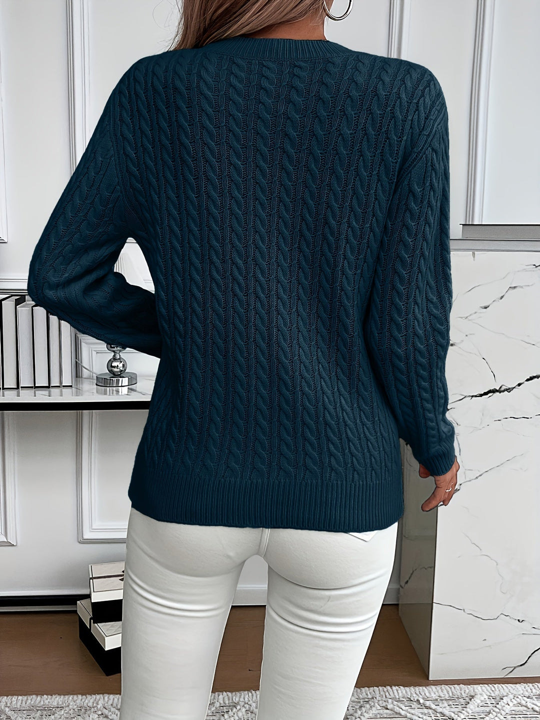 Women's Cable Knit Crew Neck Jumper