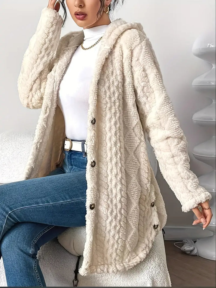 Women's Cable Knit Hooded Cardigan