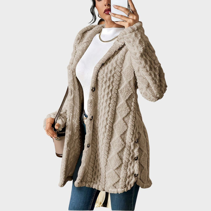 Women's Cable Knit Hooded Cardigan