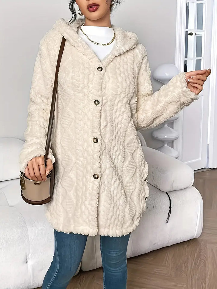 Women's Cable Knit Hooded Cardigan