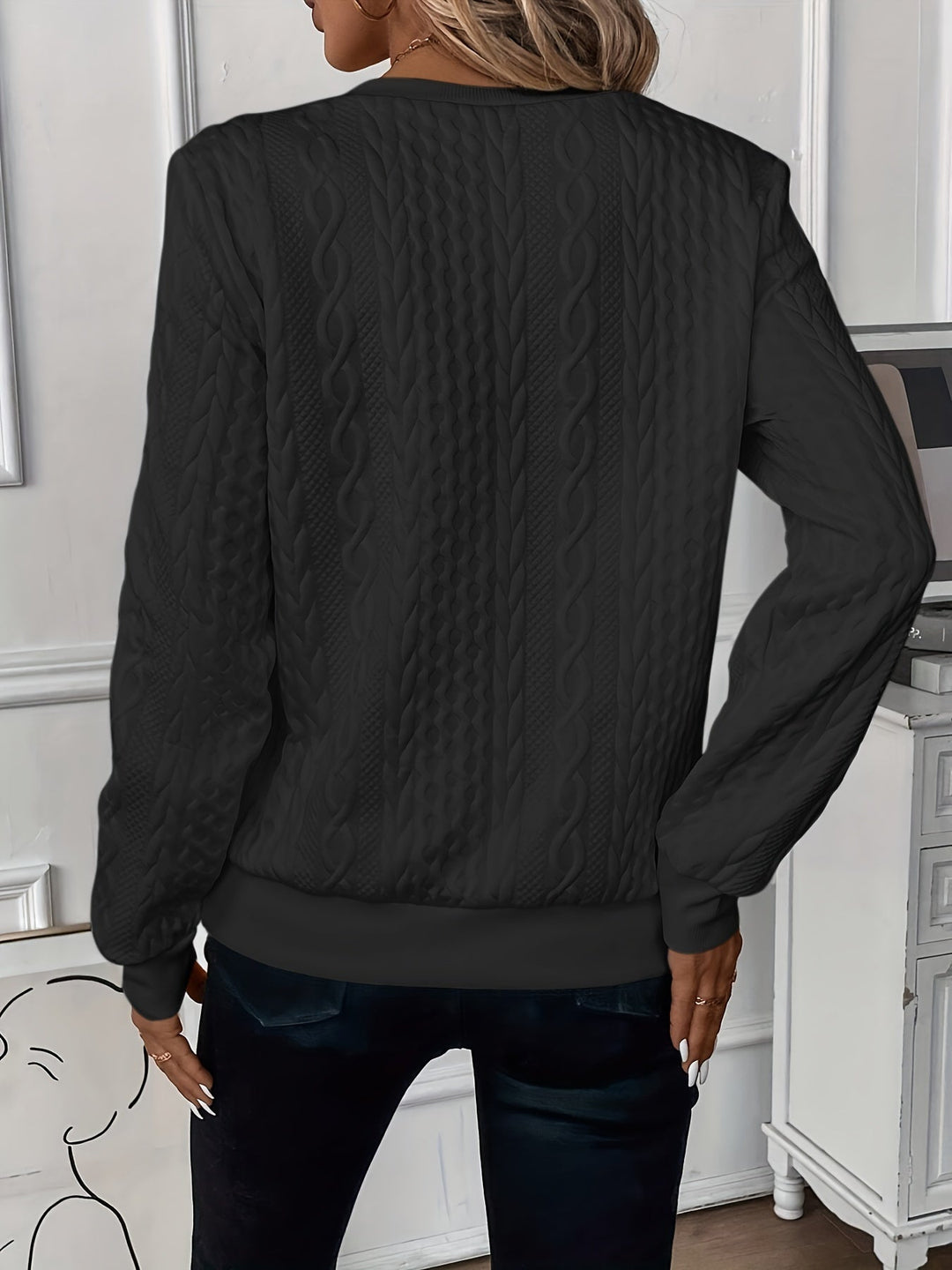 Women's Cable Knit Jumper with Zip Neck - photo 8